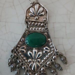 Vintage sterling malachite pendant
